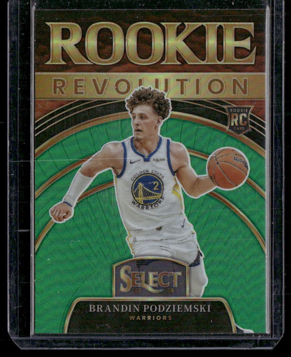 Brandin Podziemski 2023-24 Panini Select #19 Rookie Revolution Green Prizms