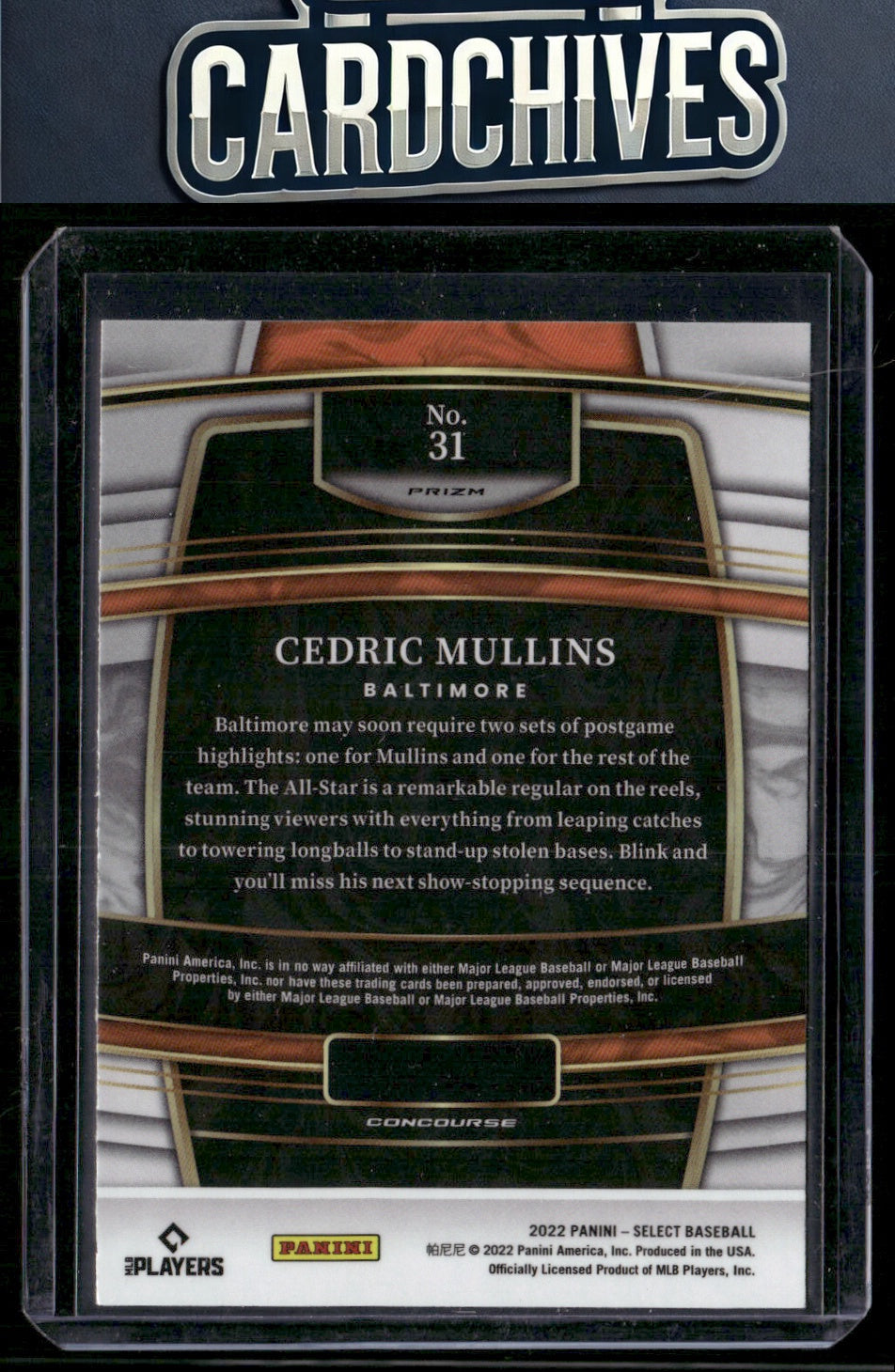 Cedric Mullins 2022 Panini Select #31 Scope