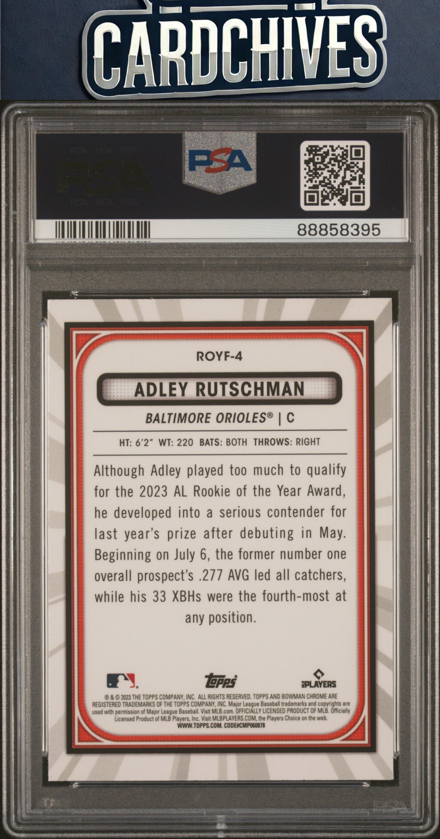 Adley Rutschman 2023 Bowman #ROYF-4 Rookie of the Year Favorites Mojo PSA 10