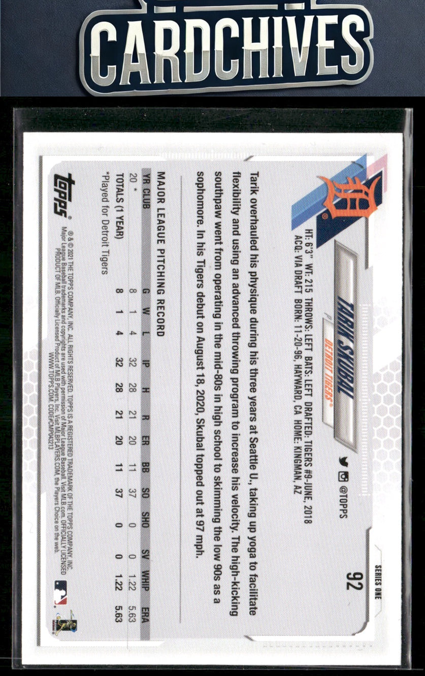 Tarik Skubal 2021 Topps #92 582 Montgomery