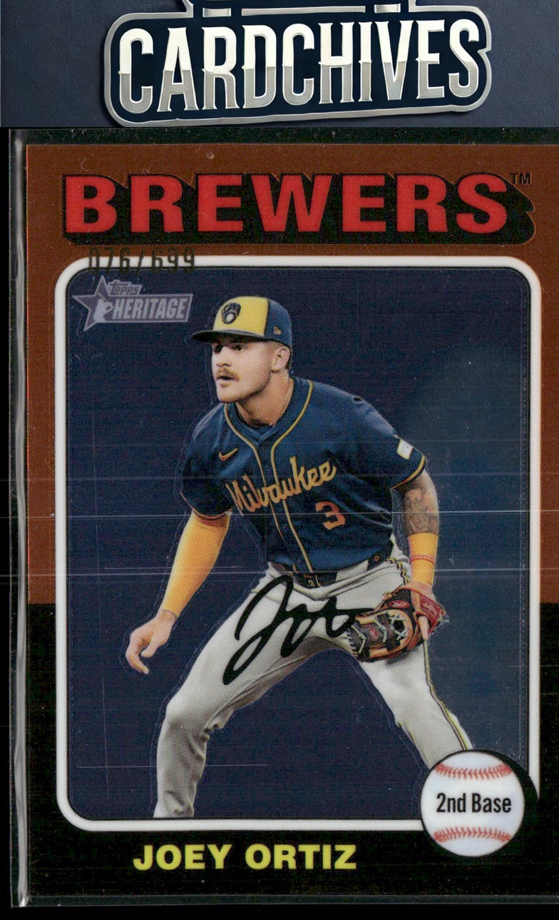 Joey Ortiz 2024 Topps Heritage #584 Chrome #/699 SN