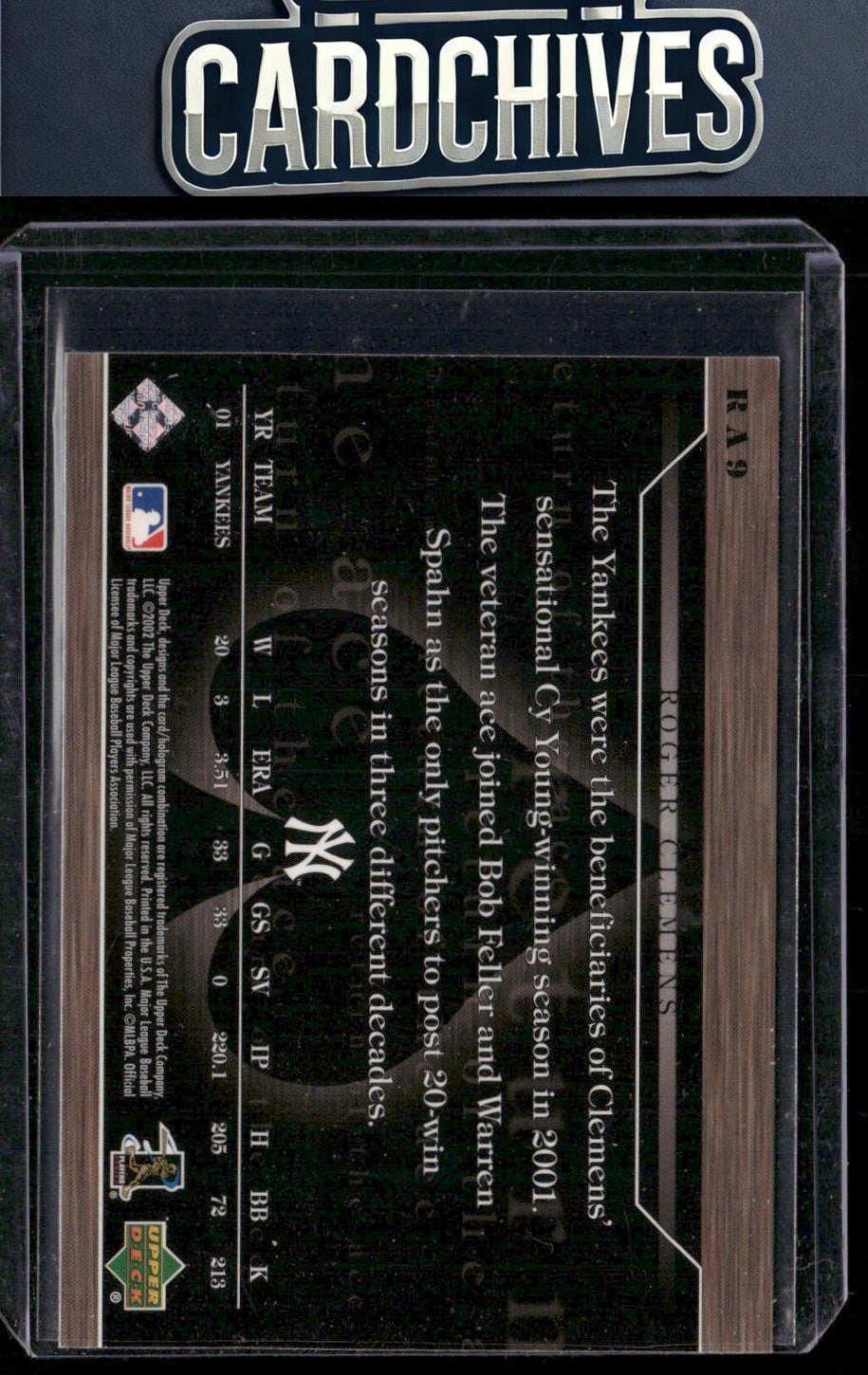 Roger Clemens 2002 Upper Deck #RA9 Return of the Ace