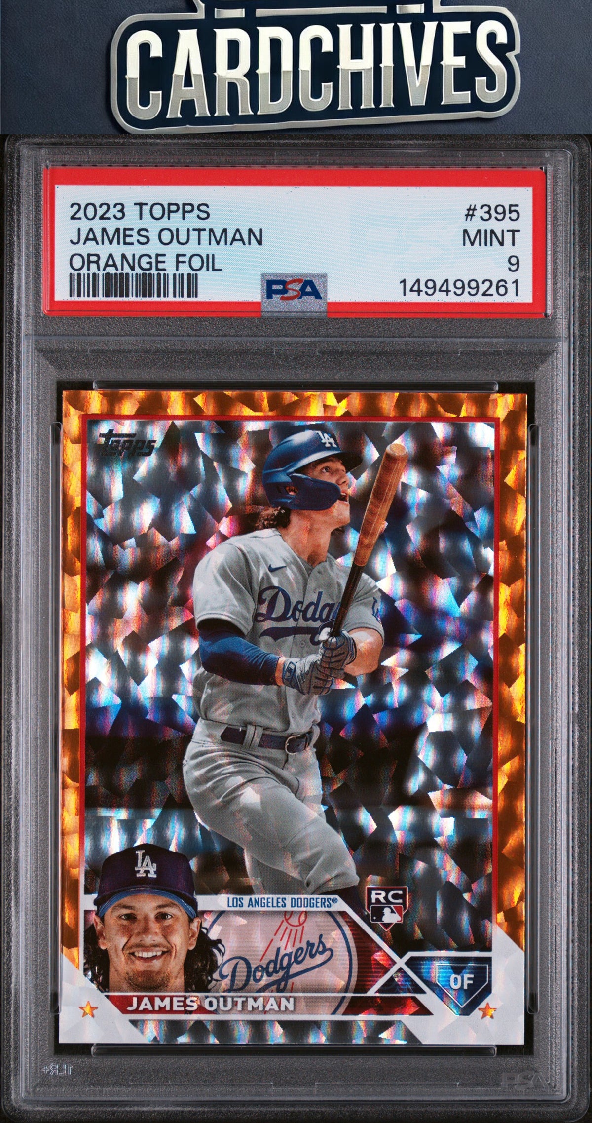 James Outman 2023 Topps #395 Orange Foil #/299 PSA 9 MINT