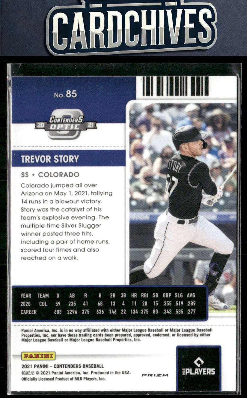 Trevor Story 2021 Panini Contenders #85 Optic Red Wave