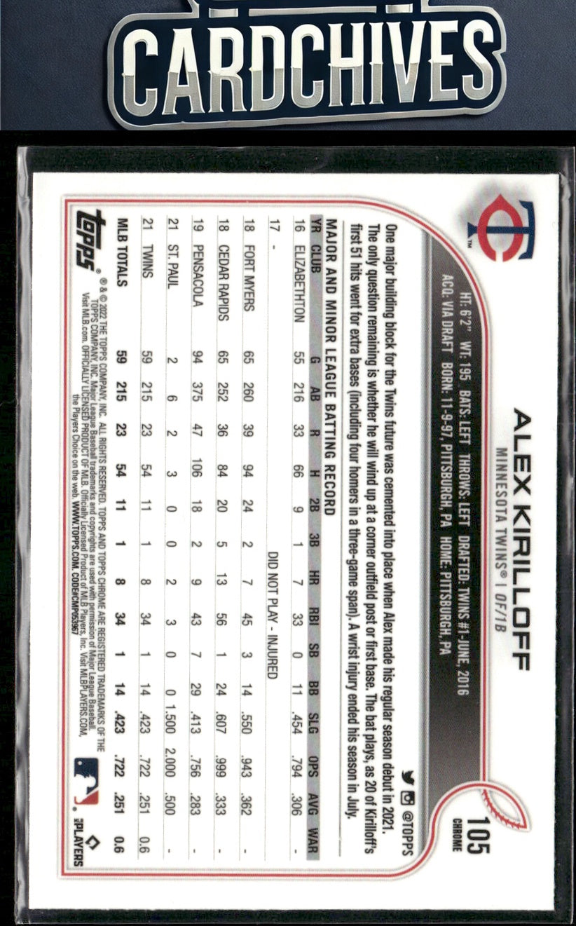 Alex Kirilloff 2022 Topps Chrome #105 Prism Refractor