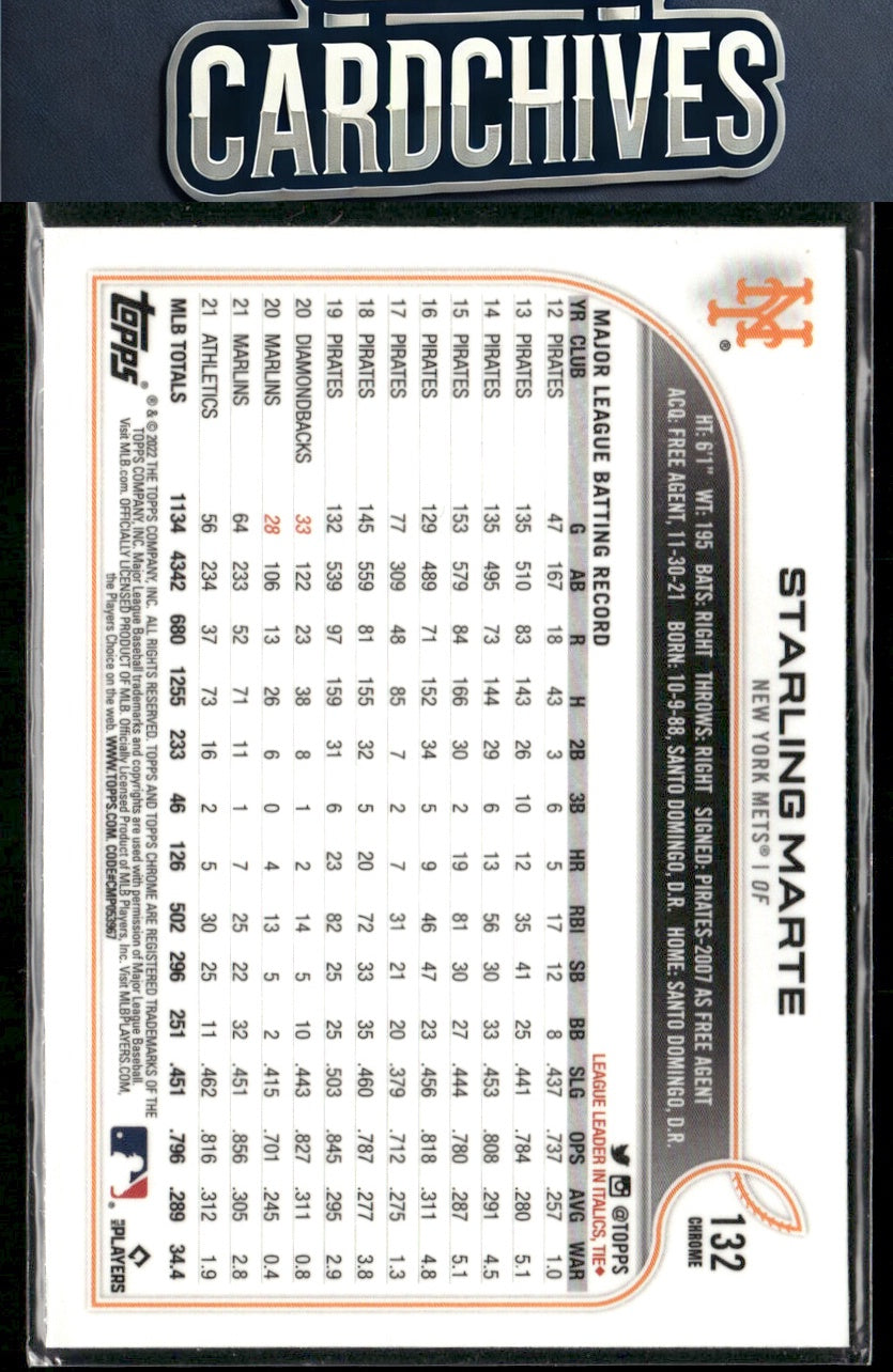 Starling Marte 2022 Topps Chrome #132 Pink Refractor