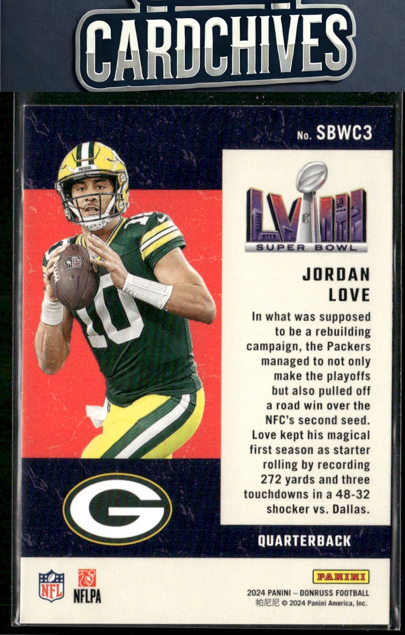 Jordan Love 2024 Donruss #SBWC3 Road to the Super Bowl Wild Card