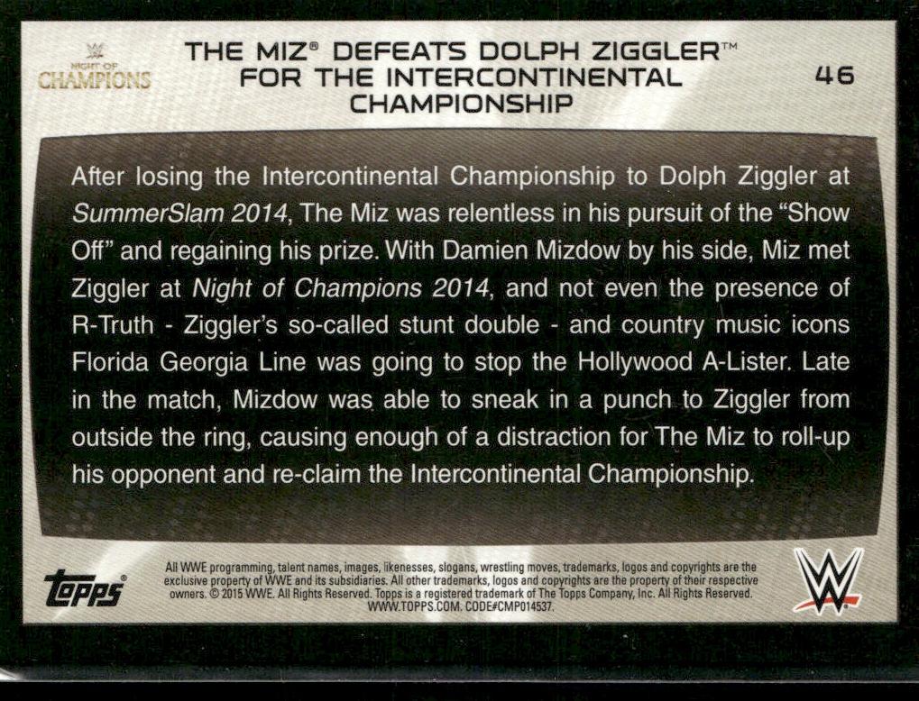 The Miz 2015 Topps WWE Road to Wrestlemania #46