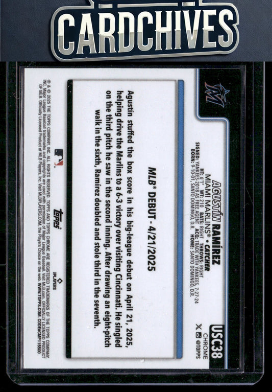 Agustín Ramírez 2025 Topps Chrome Update #USC38 X-Fractors Rookie RC