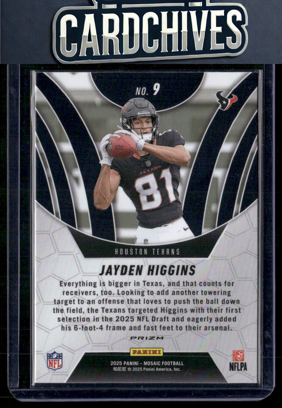 Jayden Higgins 2025 Panini Mosaic #9 Elevate Mosaic Green