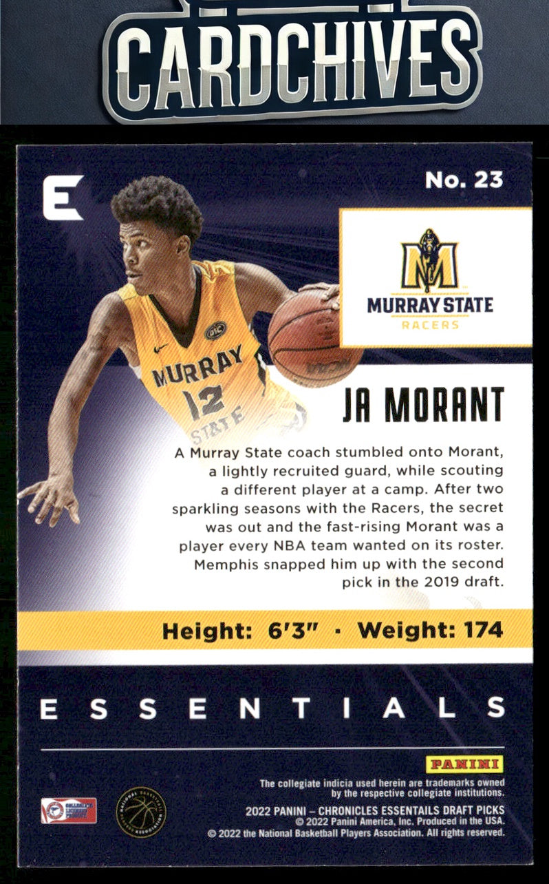 Ja Morant 2022 Panini Chronicles Draft Picks #23 Essentials Pink