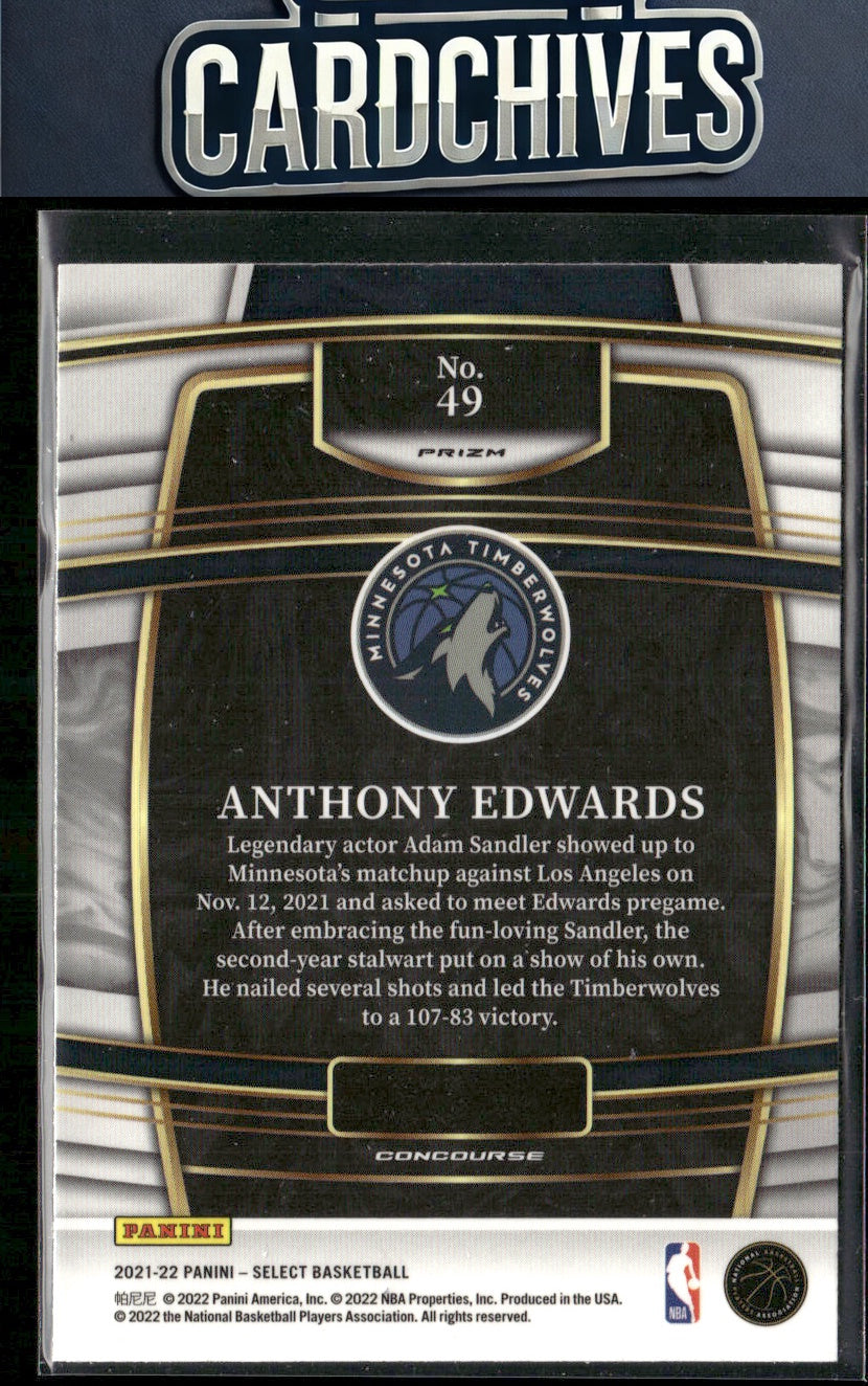 Anthony Edwards 2021-22 Panini Select #49 Green White Purple Prizms