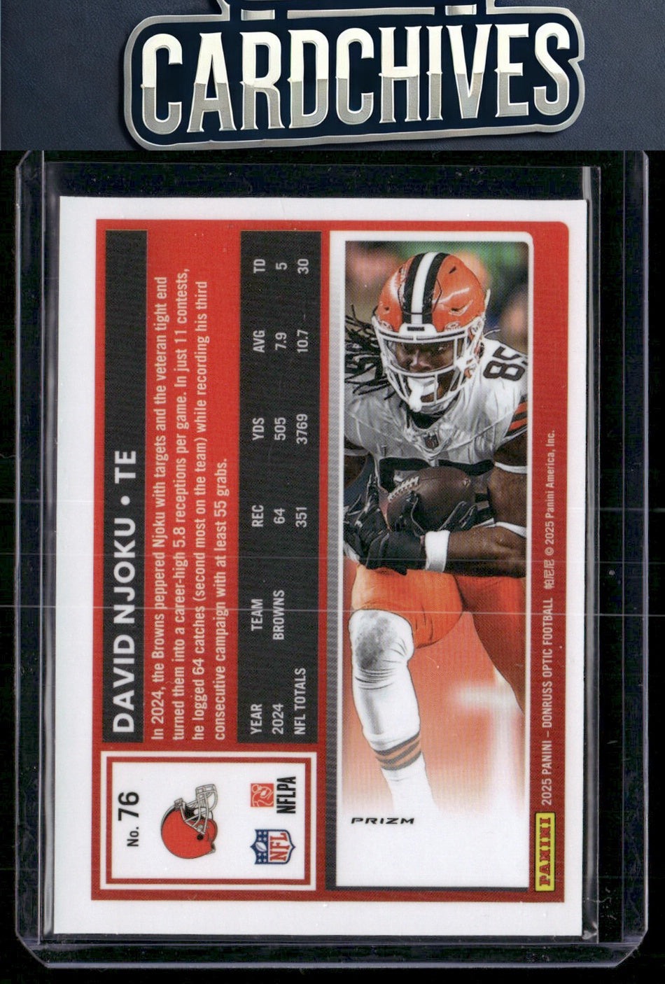 David Njoku 2025 Donruss Optic #76 Holo