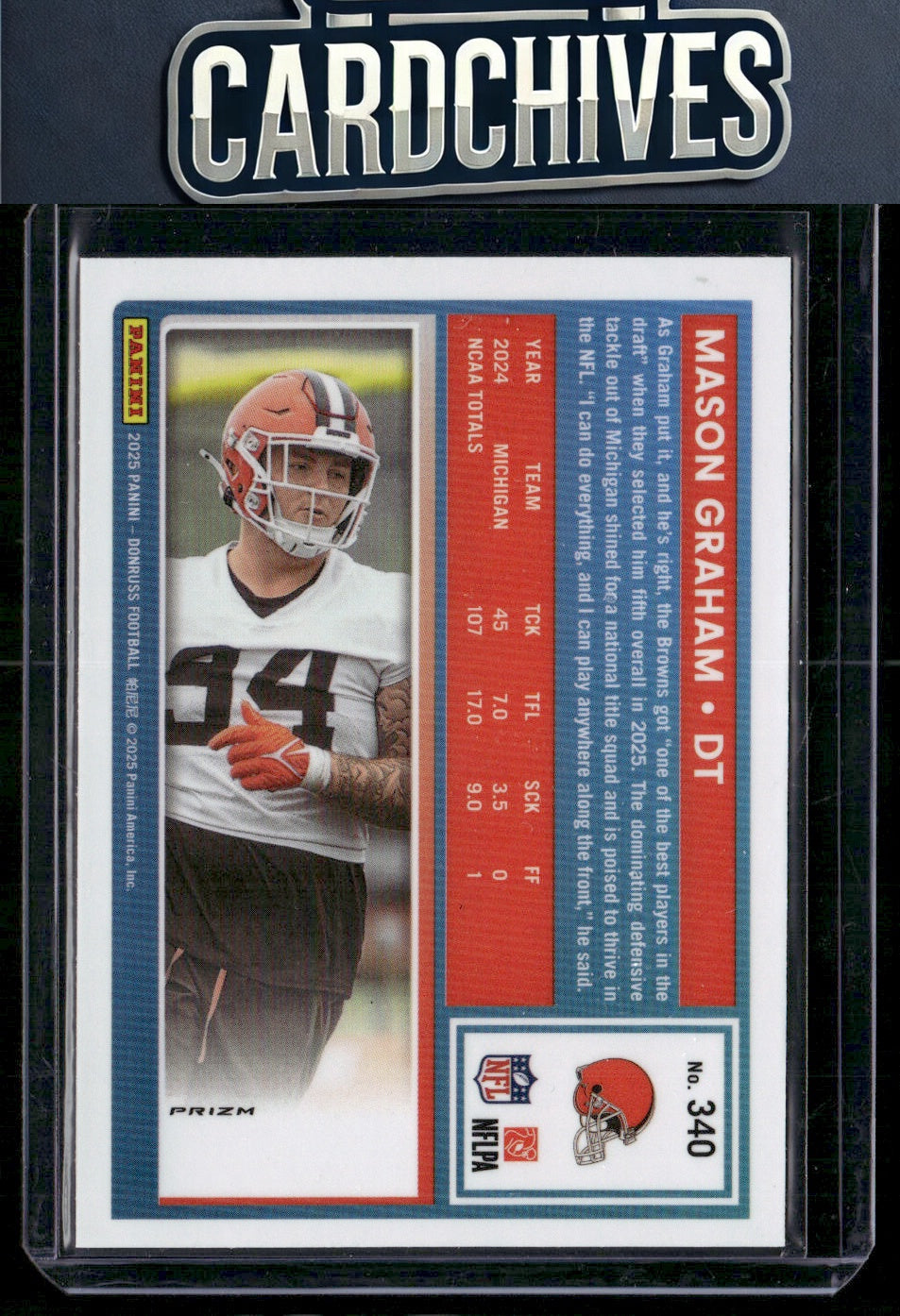 Mason Graham 2025 Donruss #340 Optic Rated Rookies Preview Pink Rookie