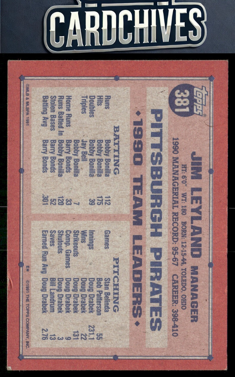 Jim Leyland 1991 Topps #381