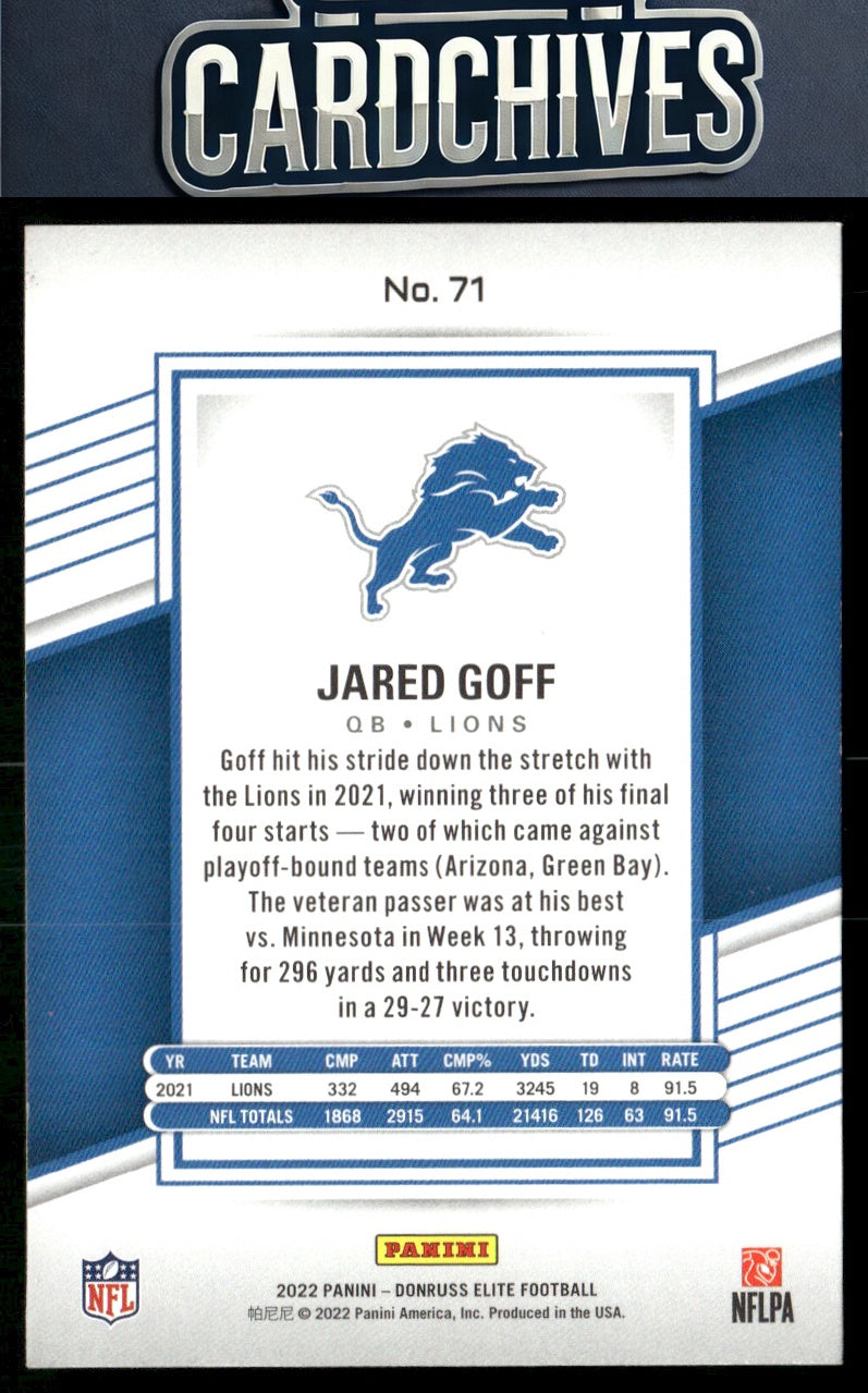 Jared Goff 2022 Donruss Elite #71