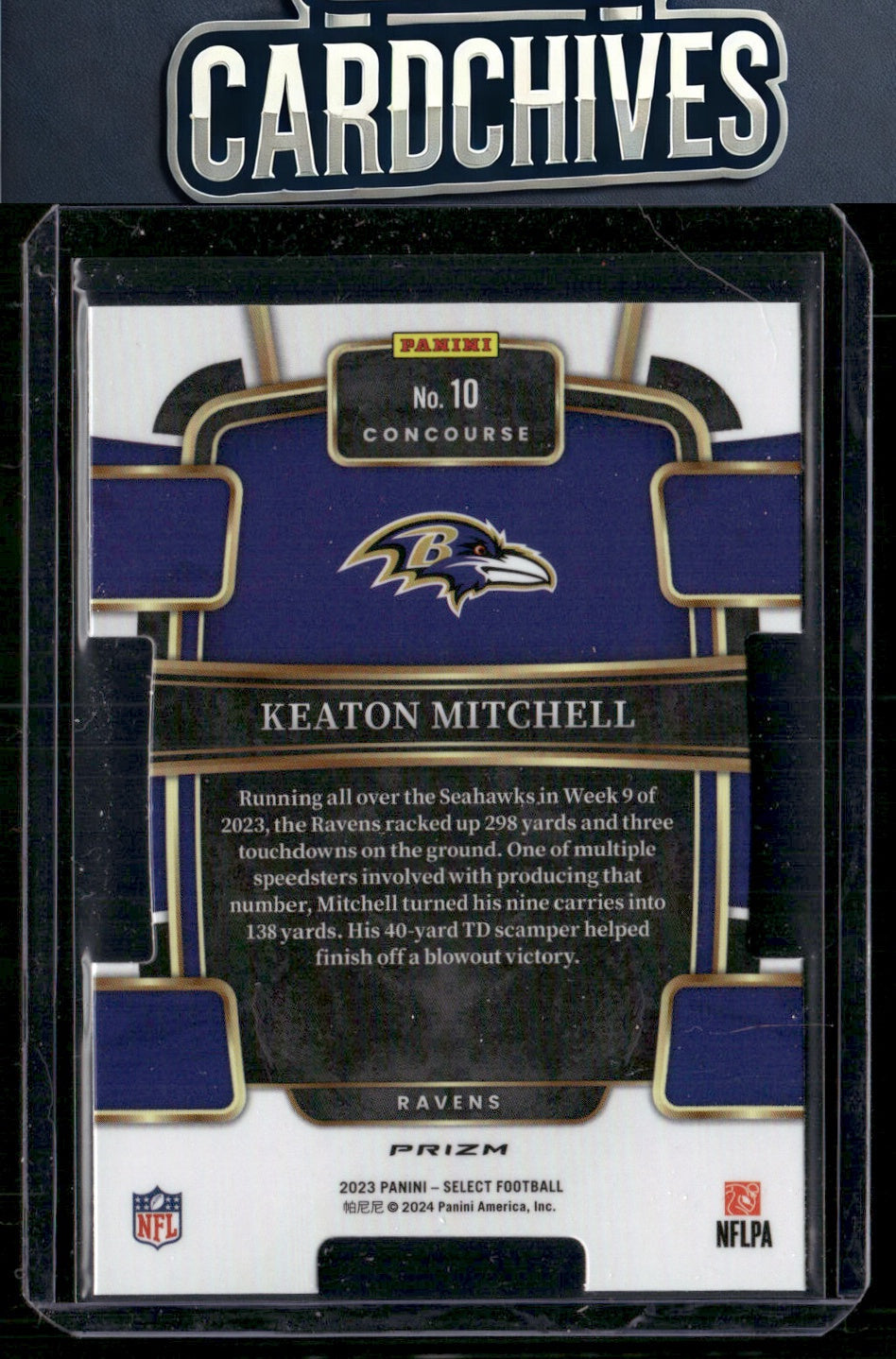 Keaton Mitchell 2023 Panini Select #10 Black and Green Prizms Die Cuts Rookie