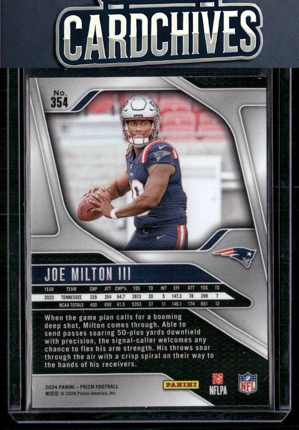 Joe Milton III 2024 Panini Prizm #354 Rookie RC
