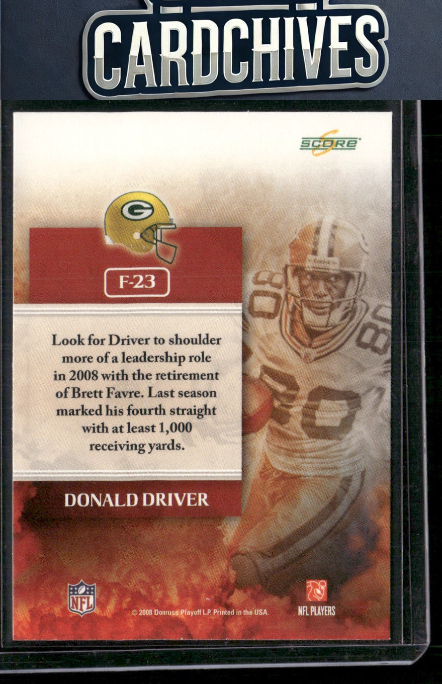 Donald Driver 2008 Score #F-23 The Franchise Scorecard #/999 SN