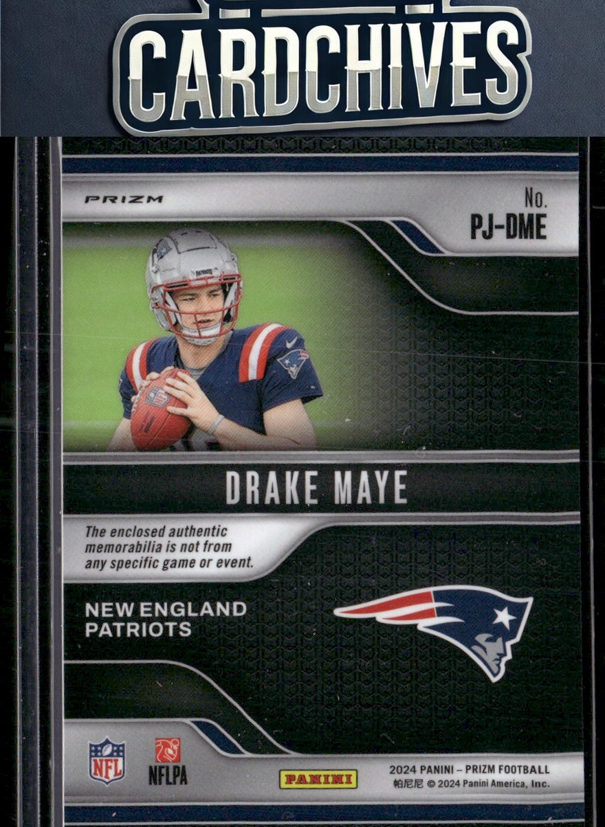 Drake Maye 2024 Panini Prizm #PJ-DME Premier Jerseys Neon Green Pulsar Mem