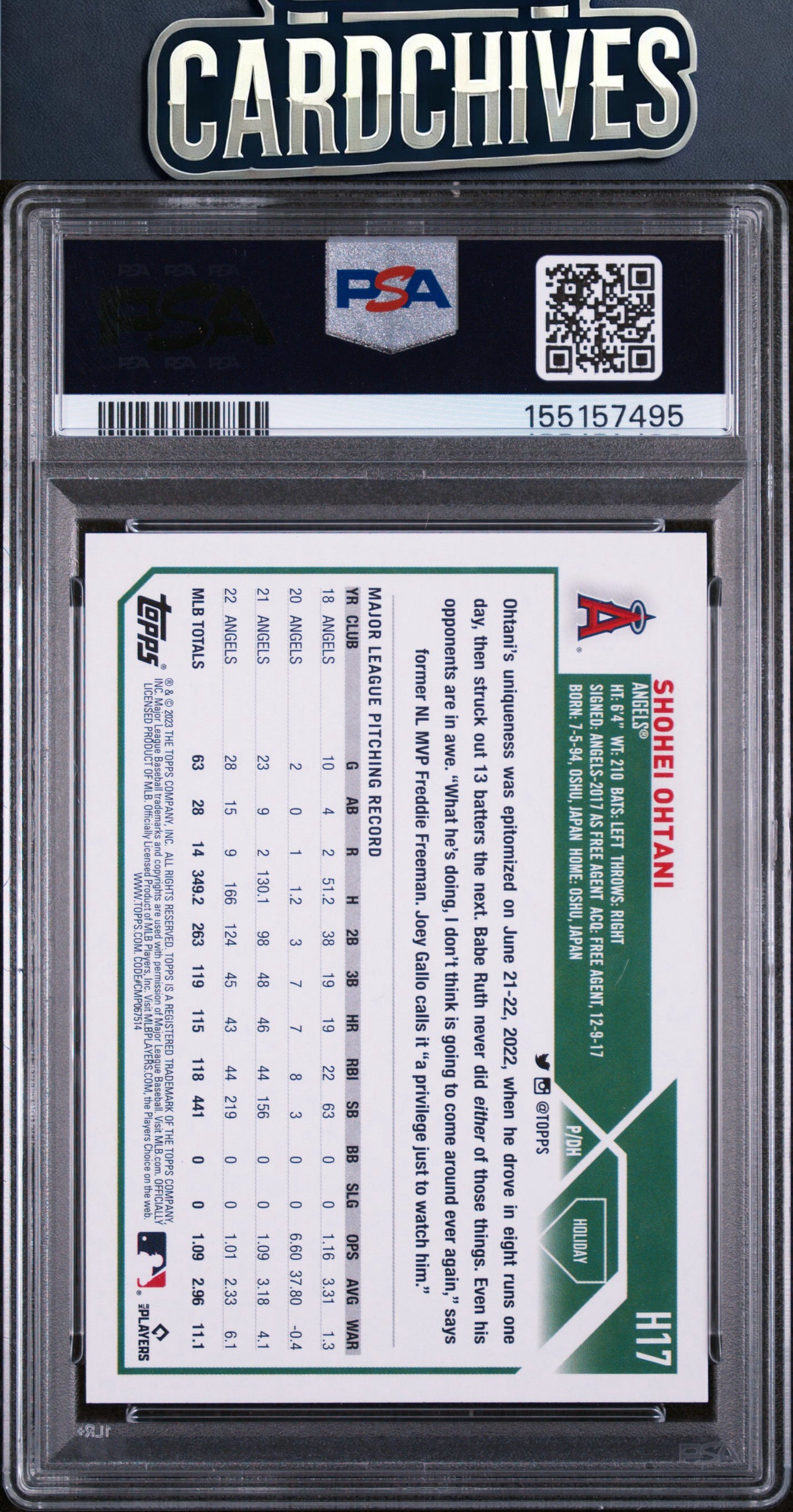 Shohei Ohtani 2023 Topps Holiday #H17b PSA 10 GEM MT SANTA HAT