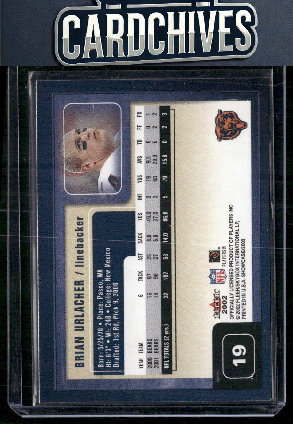 Brian Urlacher 2002 Fleer Showcase #19