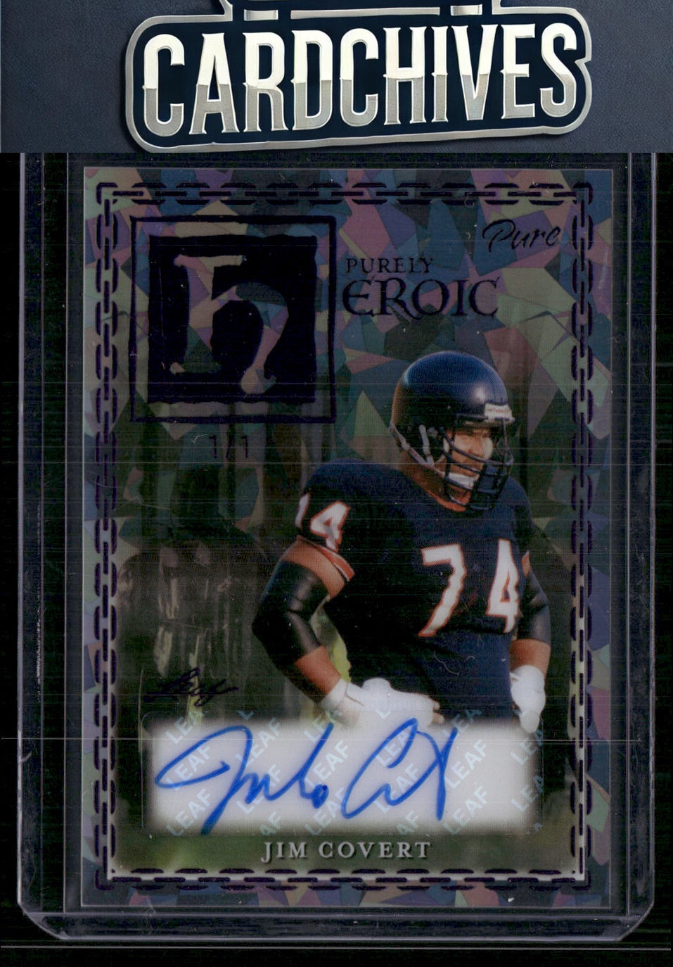 Jim Covert 2025 Leaf Eclectic Purely Heroic Auto #PHA-JC1 Crystal Purple /1
