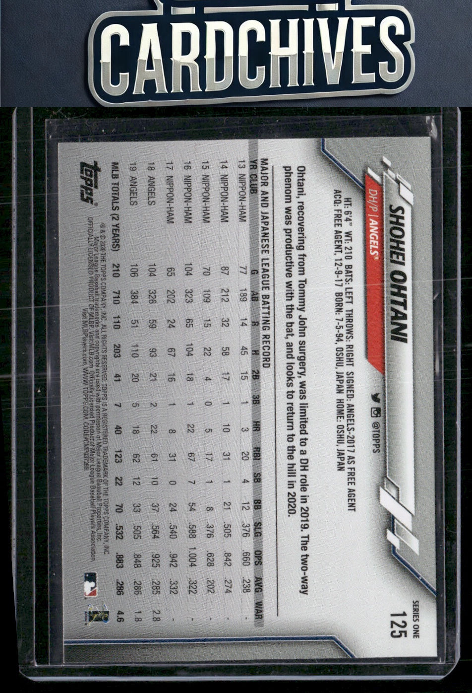 Shohei Ohtani 2020 Topps #125