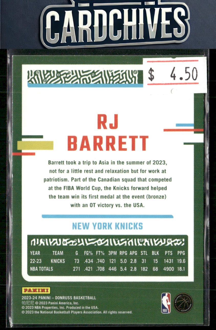 RJ Barrett 2023-24 Donruss #57 Green Laser Holo