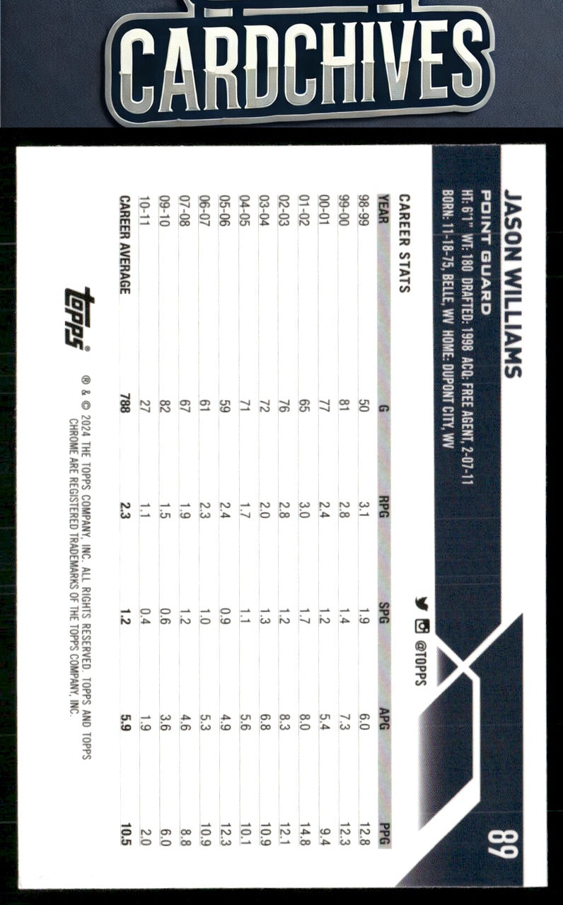 Jason Williams 2023-24 Topps Chrome #89 Blue Basketball Refractors