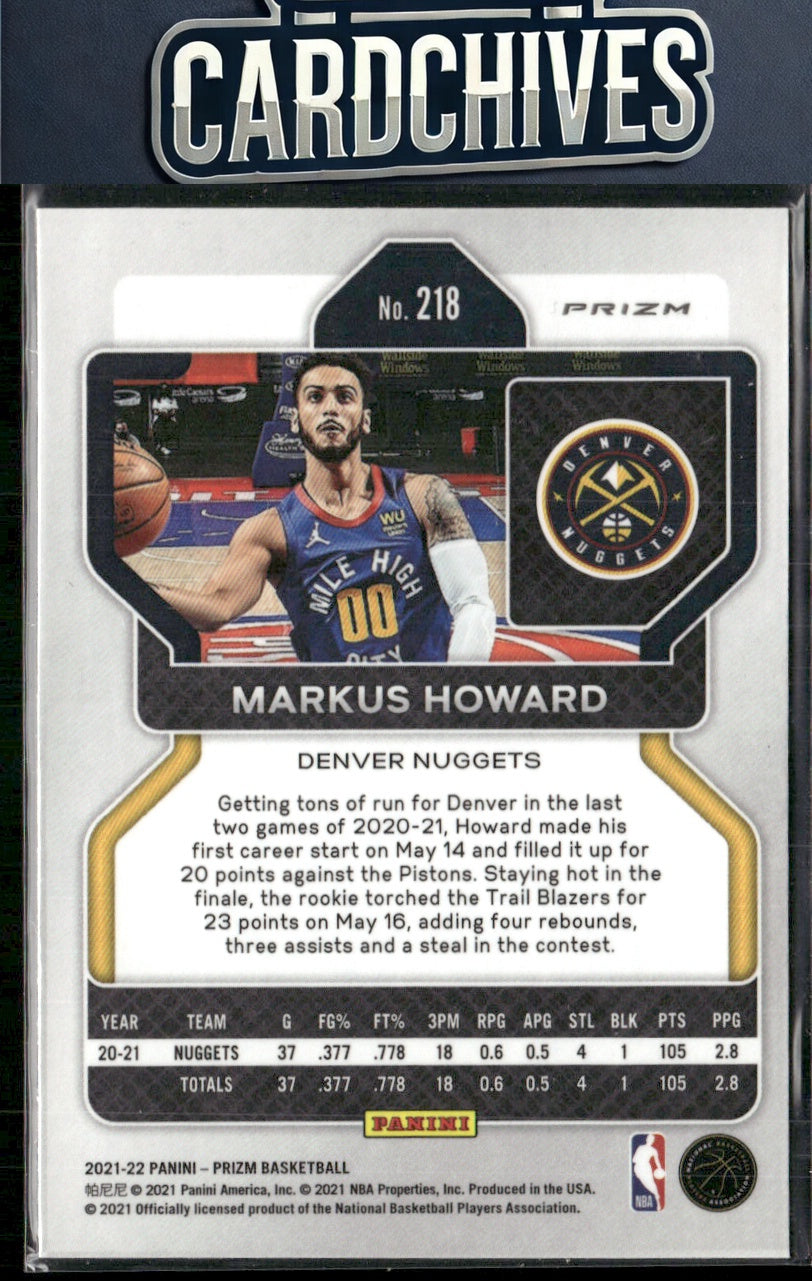 Markus Howard 2021-22 Panini Prizm #218 Silver