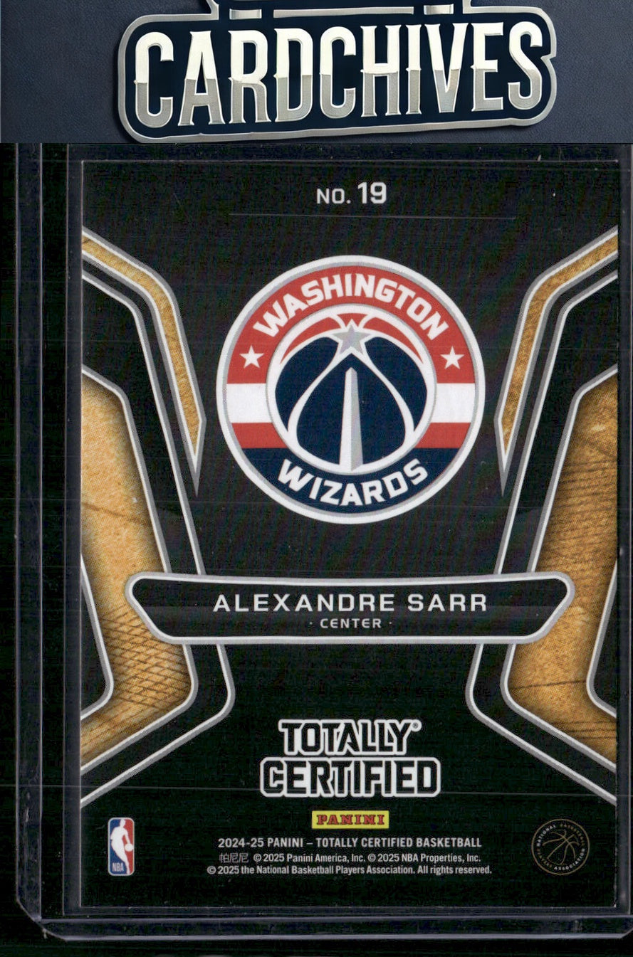 Alexandre Sarr 2024-25 Panini Totally Certified #19 Gold Team