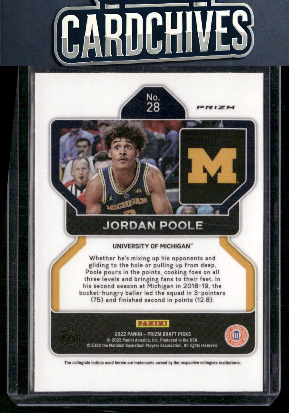Jordan Poole 2022 Panini Prizm Draft Picks #28 Green Wave