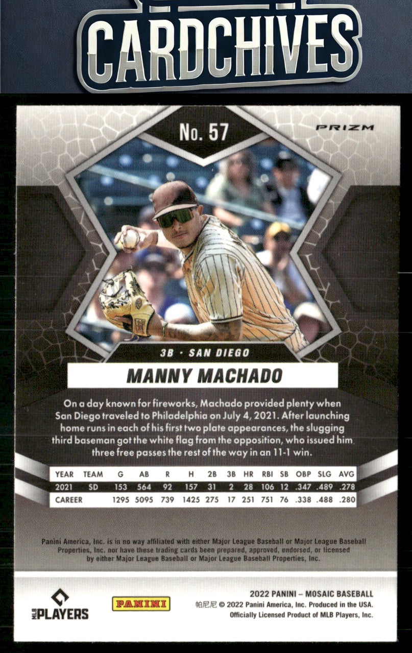 Manny Machado 2022 Panini Mosaic #57 Silver Prizm