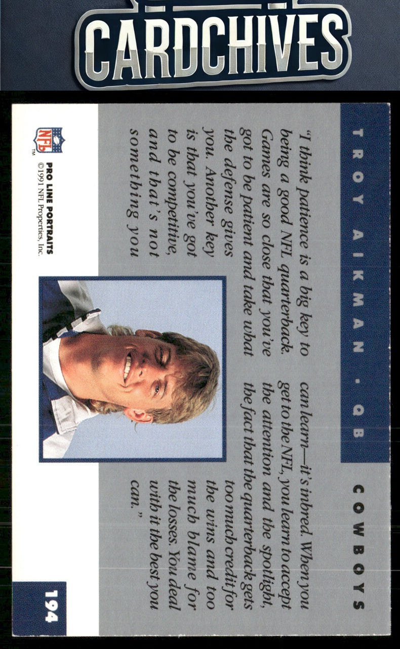 Troy Aikman 1991 Pro Line Portraits #194