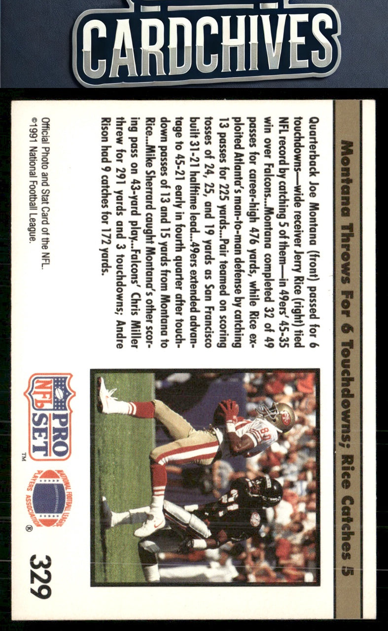 Montana, Rice Burn Falcons 1991 Pro Set #329