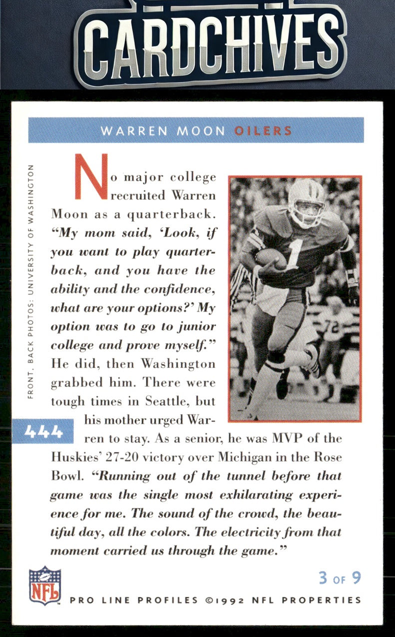Warren Moon 1992 Pro Line Profiles #444