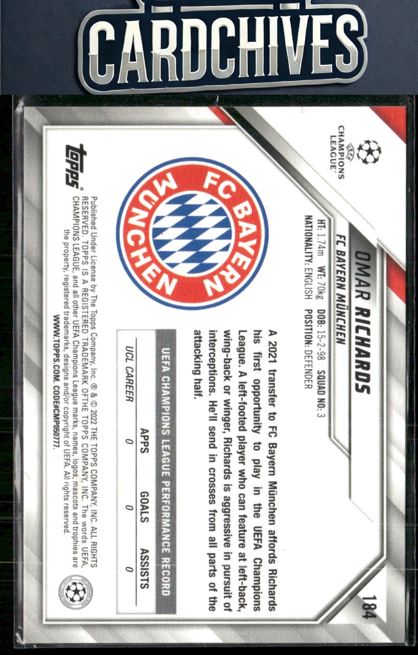 Omar Richards 2021-22 Topps UEFA Champions League #184 Rookie