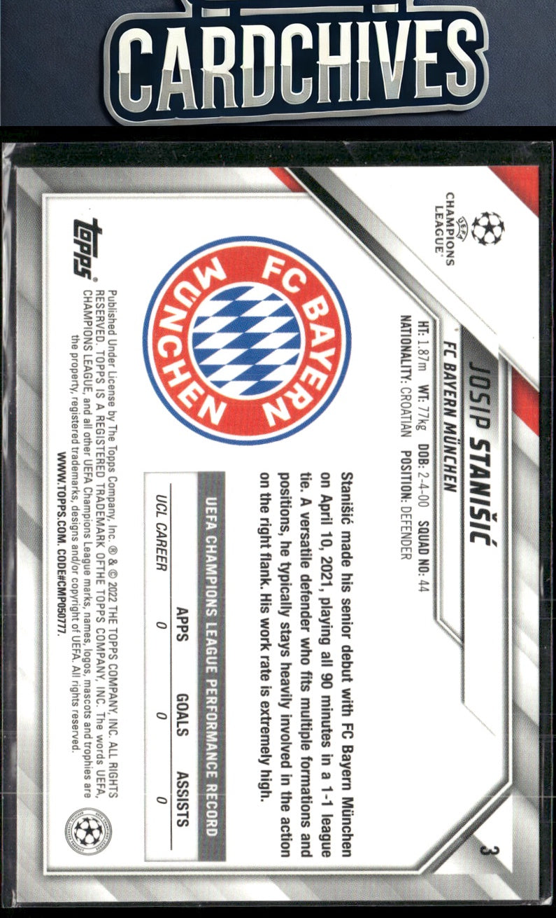 Josip Stanišić 2021-22 Topps UEFA Champions League #3 Rookie
