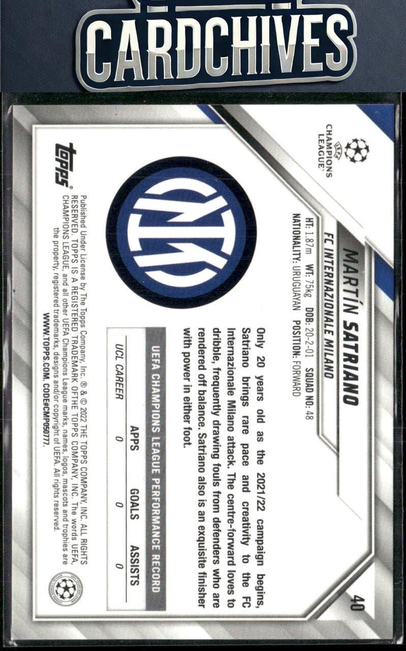 Martín Satriano 2021-22 Topps UEFA Champions League #40 Rookie