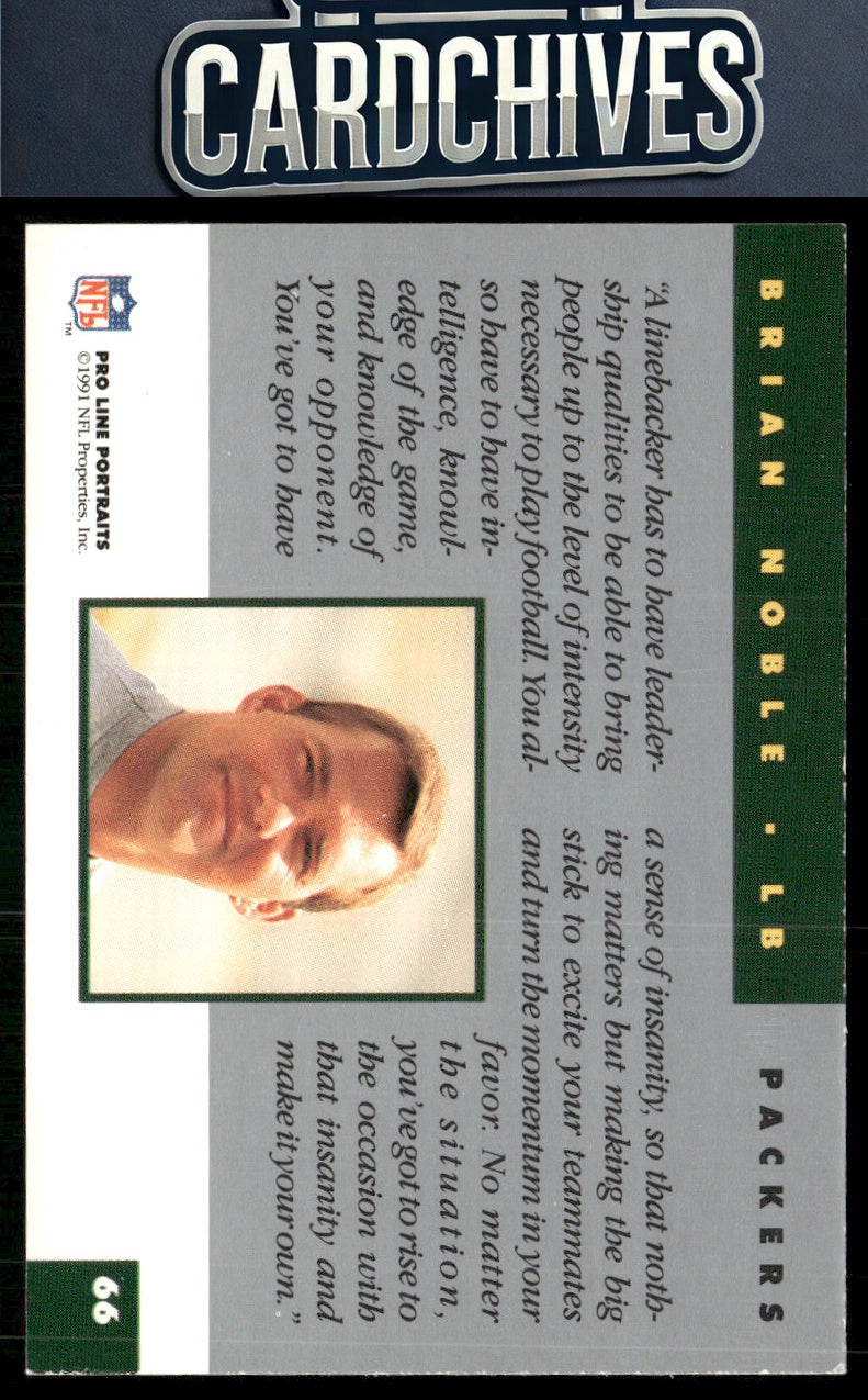 Brian Noble 1991 Pro Line Portraits #66