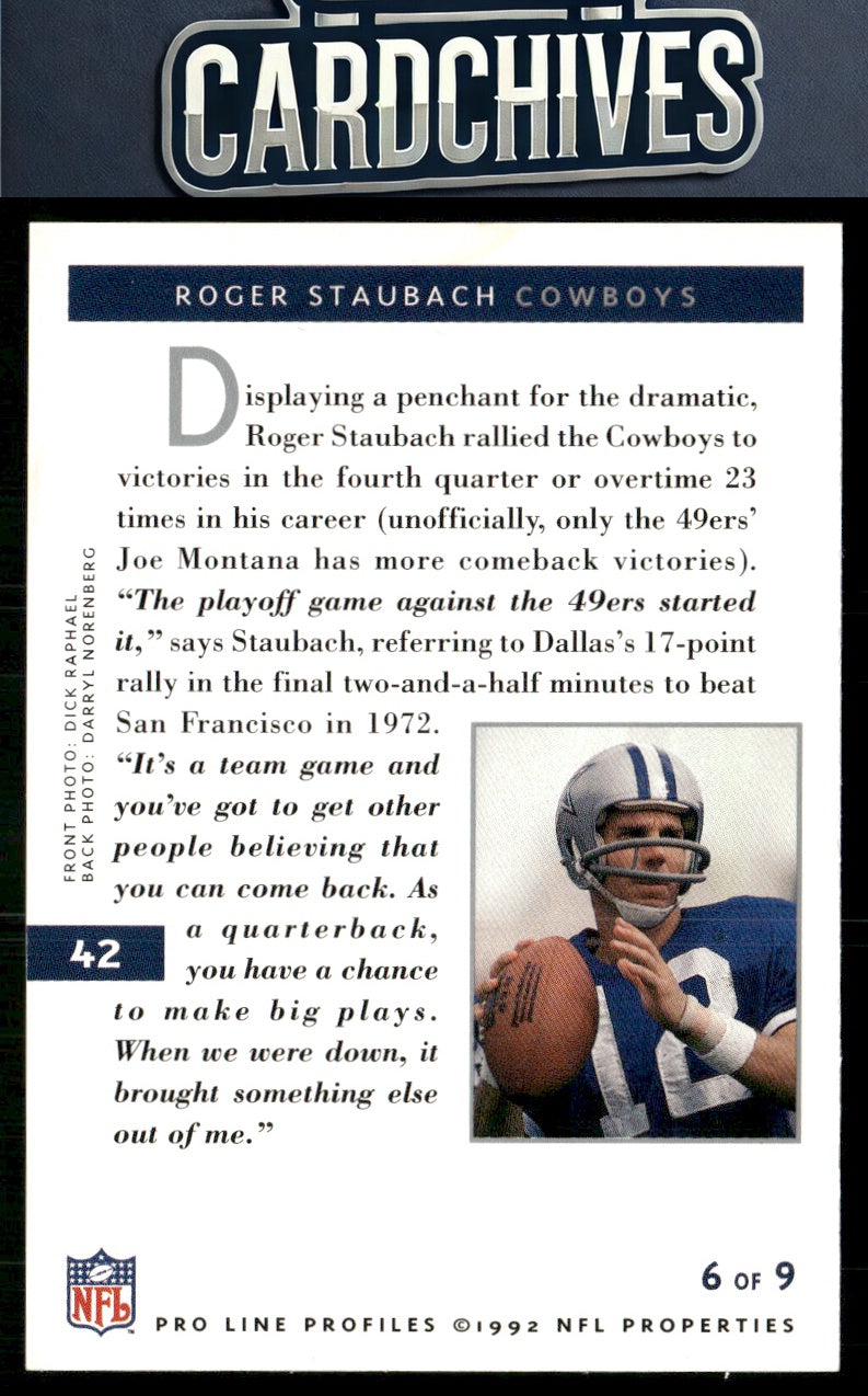 Roger Staubach 1992 Pro Line Profiles #42