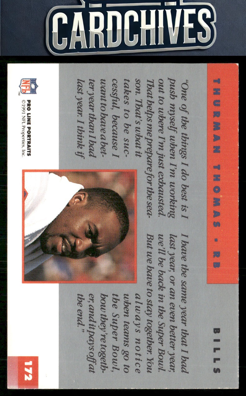Thurman Thomas 1991 Pro Line Portraits #172