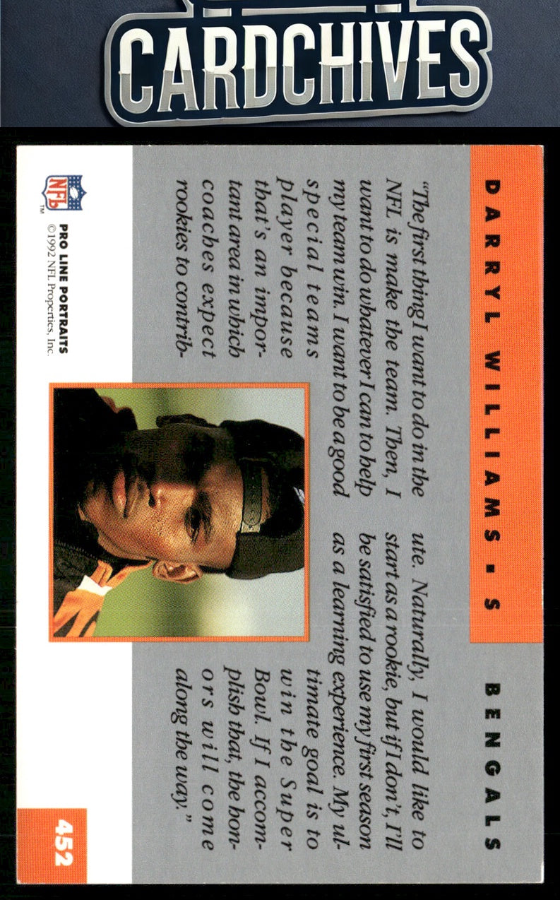 Darryl Williams 1992 Pro Line Portraits #452 Rookie RC