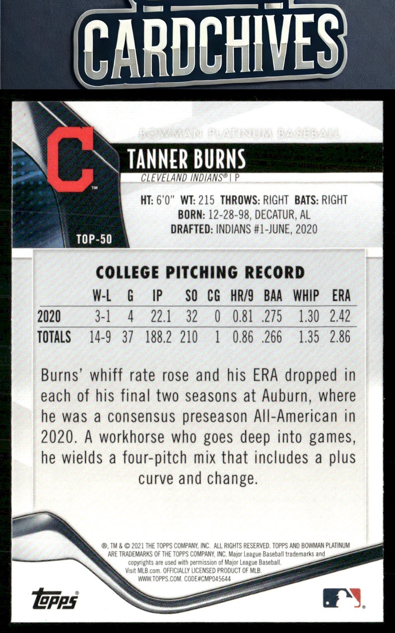 Tanner Burns 2021 Bowman Platinum #TOP-50 Top Prospects
