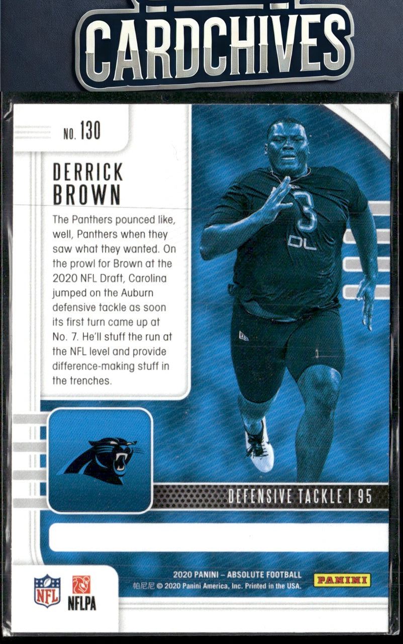 Derrick Brown 2020 Panini Absolute #130 Yellow Rookie RC