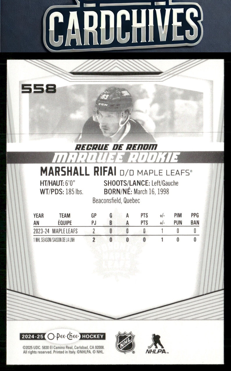 Marshall Rifai 2024-25 O-Pee-Chee #558 RC