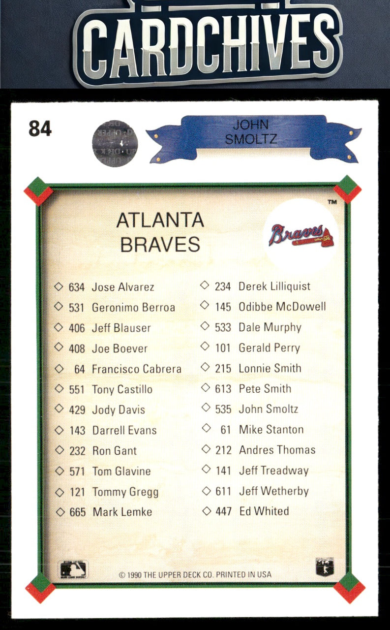 John Smoltz 1990 Upper Deck #84