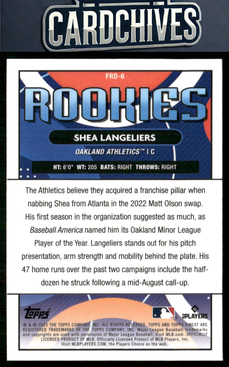 Shea Langeliers 2023 Finest #FRD-6 Finest Rookies Design Variation