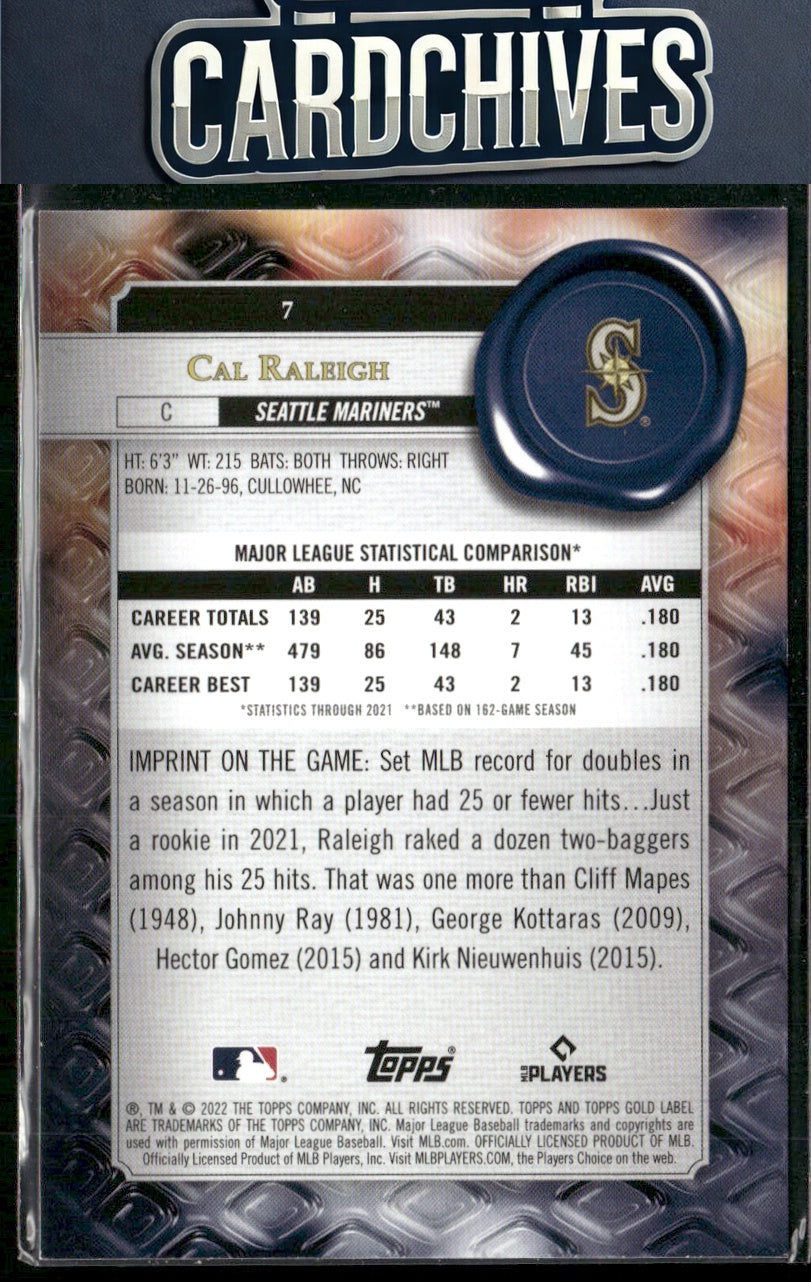 Cal Raleigh 2022 Topps Gold Label #7